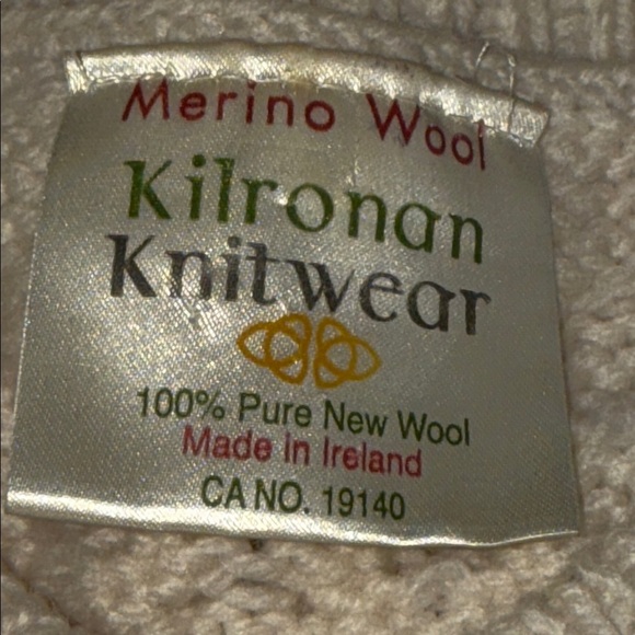 Kilronan Knitwear 100% Pure New Wool Cropped Sleeve Cardigan Sweater SZ Large - Picture 6 of 7